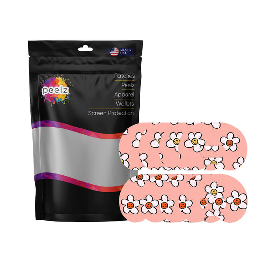 Peelz Happy Flowers Medtronic Guardian Connect Patch Tape - Pump Peelz Patch Medical Tape White Smoke 4-Pack (Set of 4 Patches)