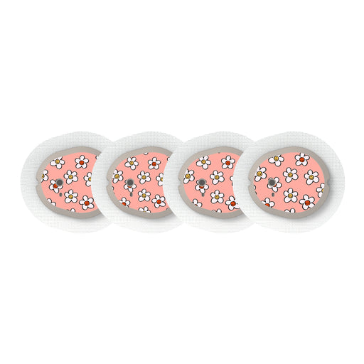 Peelz Happy Flowers Sticker Designed for the DEXCOM G7 and Stelo Transmitter Peelz/Stickers White Smoke 4-pack (Set of 4 Stickers)
