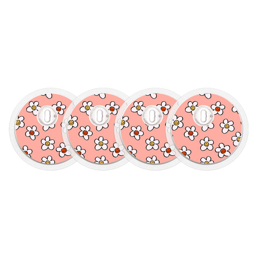 Peelz Happy Flowers Sticker Designed for the FreeStyle Libre 3 Plus & Lingo  Sensor Peelz/Stickers White Smoke 4-pack (Set of 4 Stickers)