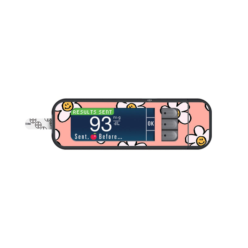 Peelz Happy Flowers Sticker for Bayer Contour Next Glucometer Peelz/Stickers White Smoke