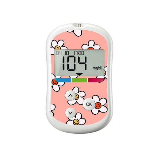 Peelz Happy Flowers for OneTouch Verio Flex Glucometer Peelz/Stickers White Smoke