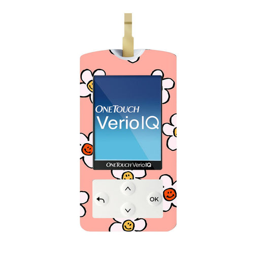 Peelz Happy Flowers for OneTouch Verio IQ Glucometer Peelz/Stickers White Smoke