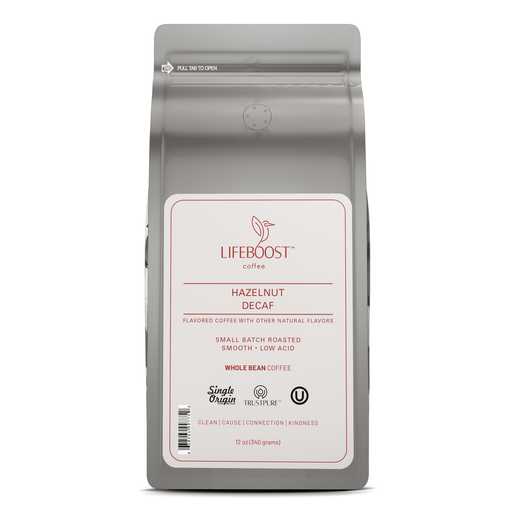 Lifeboost Coffee Hazelnut Decaf Decaf Roast Light Gray Whole Bean / 1