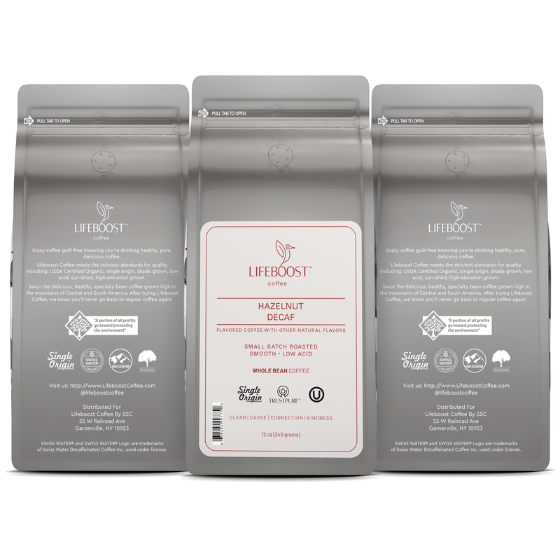 Lifeboost Coffee Hazelnut Decaf Decaf Roast Dark Gray Whole Bean / 3