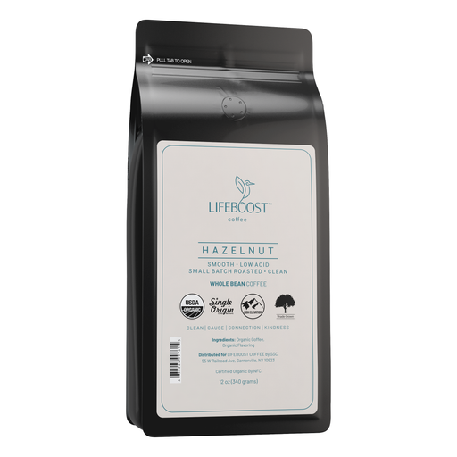Lifeboost Coffee Hazelnut Flavored Coffee Light Gray Whole Bean / 1,Whole Bean / 3,Whole Bean / 6,Ground / 1,Ground / 3,Ground / 6
