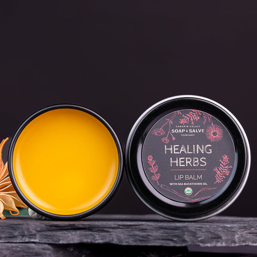 Chagrin Valley Soap & Salve Lip Balm: Soothing Healing Herbs Lip Balm Orange 0.5 fl oz Tin