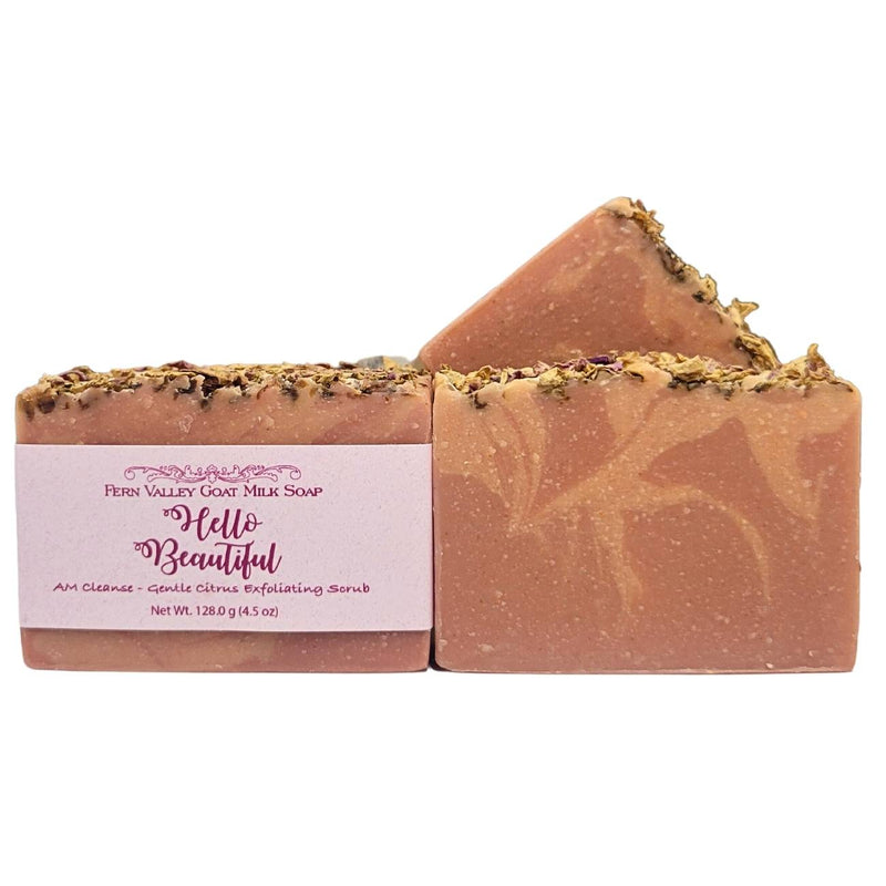 Fern Valley Soap Natural Goat Milk Soap | Exfoliating Scrub | Hello Beautiful AM Cleanse Goat Milk Soap White Smoke