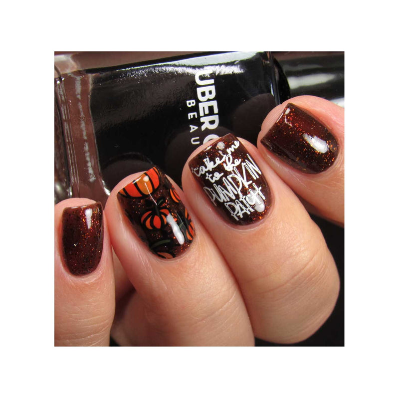 UberChic Beauty Hello Fall & Pumpkin Spice-02 Stamping Plate Dark Slate Gray