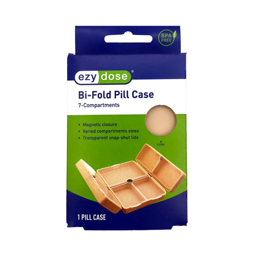 Ezy Dose Ezy Dose Bi-Fold Pill Case, 7 Compartments – Compact Travel Pill Organizer – 1 ct Health Care White Smoke