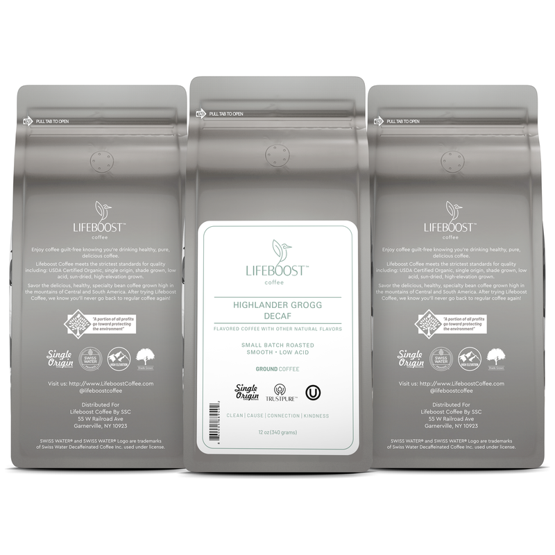 Lifeboost Coffee Highlander Grogg Decaf Decaf Roast Dark Gray Ground / 3