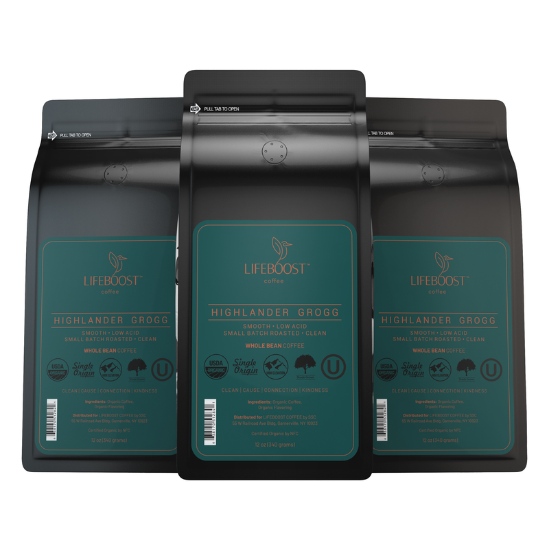 Lifeboost Coffee Highlander Grogg Flavored Coffee Dark Slate Gray Whole Bean / 1,Whole Bean / 3,Whole Bean / 6,Ground / 1,Ground / 3,Ground / 6