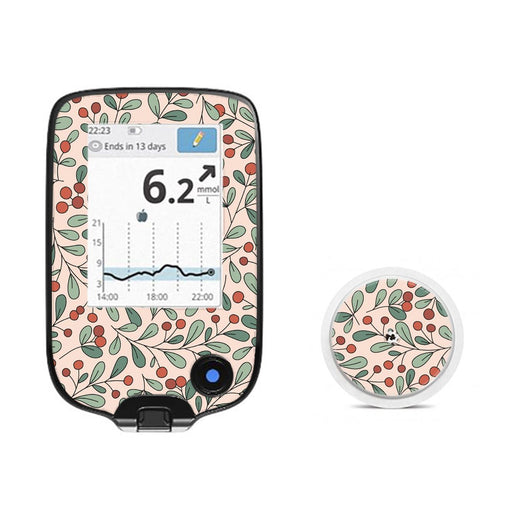 Peelz Holly Berries Freestyle Libre 2 Peelz/Stickers White Smoke Receiver + Sensor