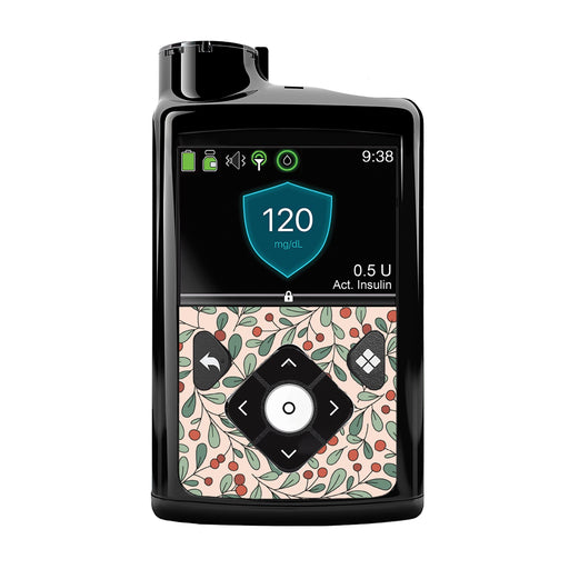 Peelz Holly Berries Sticker for Medtronic MiniMed 770G & 780G Peelz/Stickers Black Whole System Peelz (front back + clip),Front Peelz