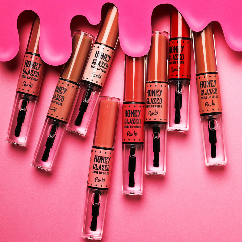 Rude Cosmetics Honey Glazed Shine Lip Color Lip Gloss Pale Violet Red Plain,Sprinkled,Jelly-Filled,Cinnamon Twist,Crullers,Cronuts,Boston Cream,Maple Bacon