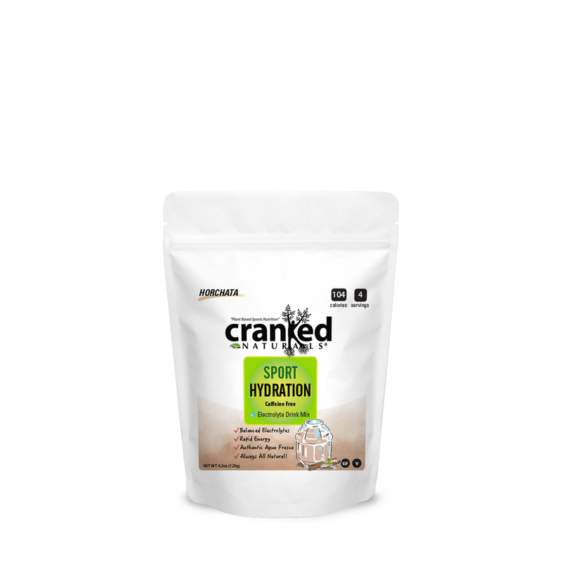 Cranked Naturals Plant Based Sports Nutrition Sport Hydration: Horchata, Caffeine Free Hydration White Smoke 4.2oz Bag (4 Serv),30g (1 Serv)