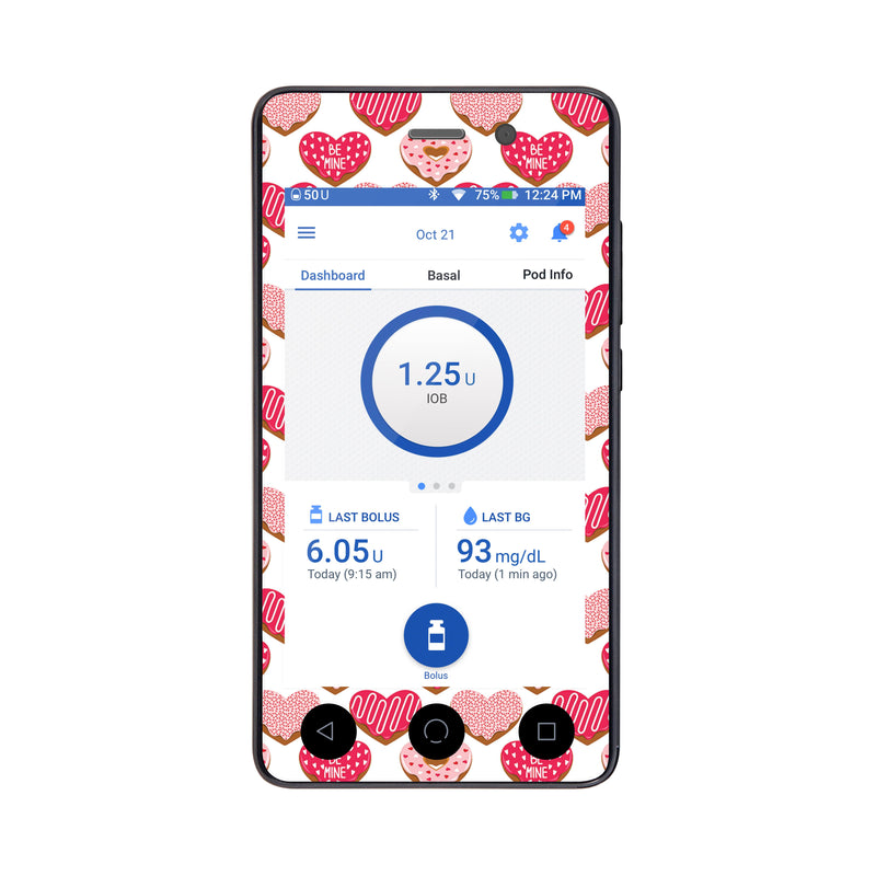 Peelz I Heart Donuts Sticker for Omnipod DASH® PDM – Pump Peelz Peelz/Stickers White Smoke Whole System Peelz (front + case),Front Peelz,Case Peelz