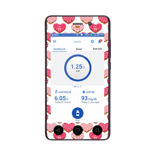 Peelz I Heart Donuts Sticker for Omnipod DASH® PDM – Pump Peelz Peelz/Stickers White Smoke Whole System Peelz (front + case),Front Peelz,Case Peelz