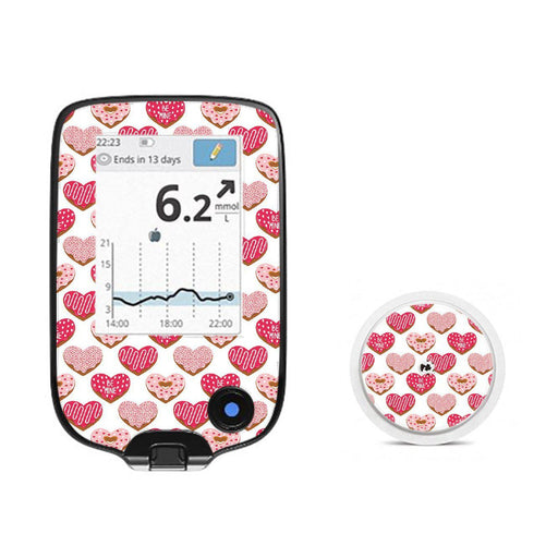 Peelz I Heart Donuts for Freestyle Libre 2 Peelz/Stickers White Smoke Receiver + Sensor