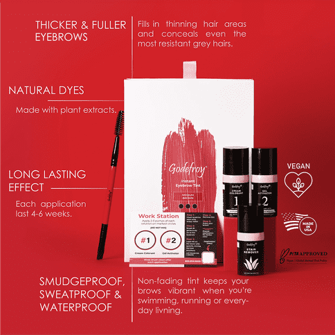 Stirling Soap Co Instant Eyebrow Tint | Natural Eyebrow Tinting Kit by Godefroy Eyebrow Tint Firebrick Six Applications / Natural Black,Six Applications / Dark Brown,Six Applications / Medium Brown,Six Applications / Light Brown,Three Applications / Jet Black,Three Applications / Natural Black,Three Applications / Dark Brown,Three Applications / Medium Bro