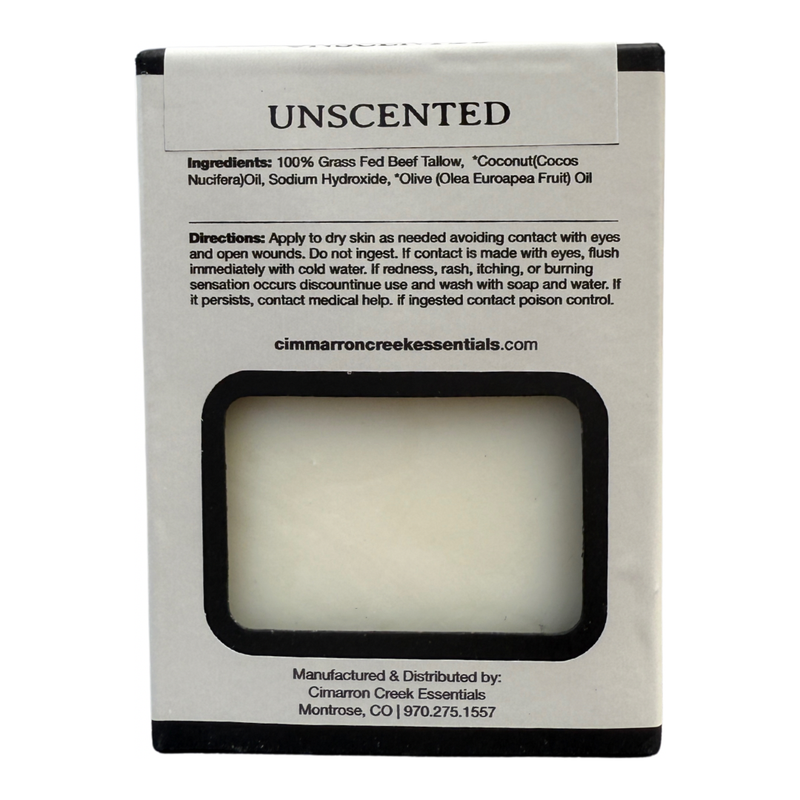 Cimarron Creek Essentials Unscented Grass-Fed Beef Tallow Soap Bar Soap Gray