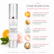 Glimmer Goddess® Organic Skin Care Organic Vitamin C Daily Moisturizer SPF 30 – Brightening Formula Moisturizers White Smoke 2 oz. JAR,2 oz. Airless Bottle - SUMMER VERSION