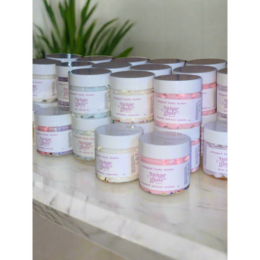 Lunar Glow Skin Co. Fruity Cereal Body Butter whipped body butter Gray 8 oz full size,2 oz travel size