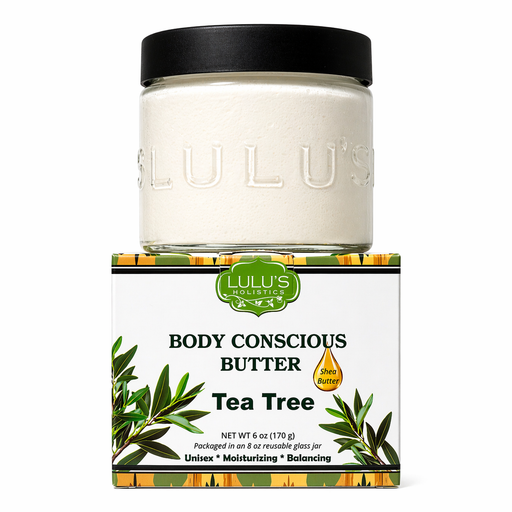 Lulu’s Holistics Tea Tree Whipped Body Butter – Clarifying Moisture & Soft Skin Lotion & Moisturizer White Smoke 1 (8oz jar),2 (8oz jars),3 (8oz jars),4 (8oz jars)