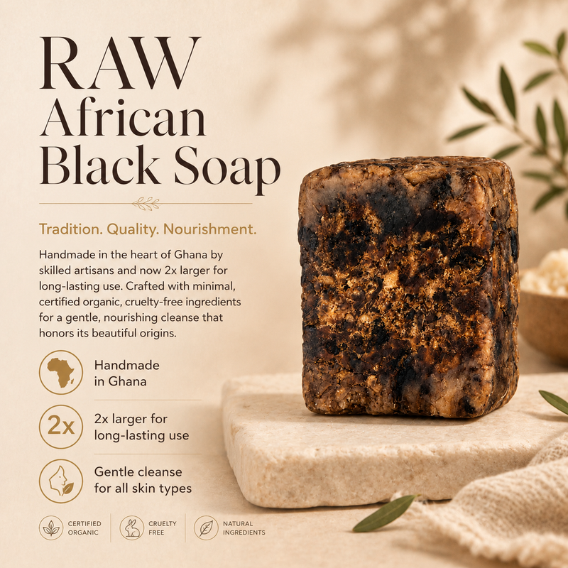 Timeless Organics Skin Care RAW African Black Soap Wheat Single Bar,3 Bar Pack