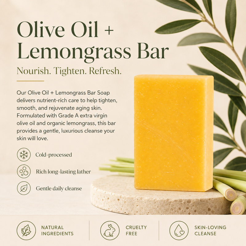 Timeless Organics Skin Care Olive Oil + Lemongrass - Anti-Aging Bar Antique White