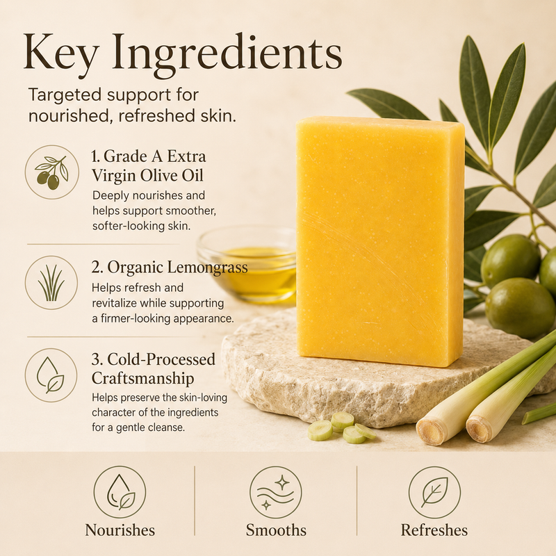 Timeless Organics Skin Care Olive Oil + Lemongrass - Anti-Aging Bar Antique White