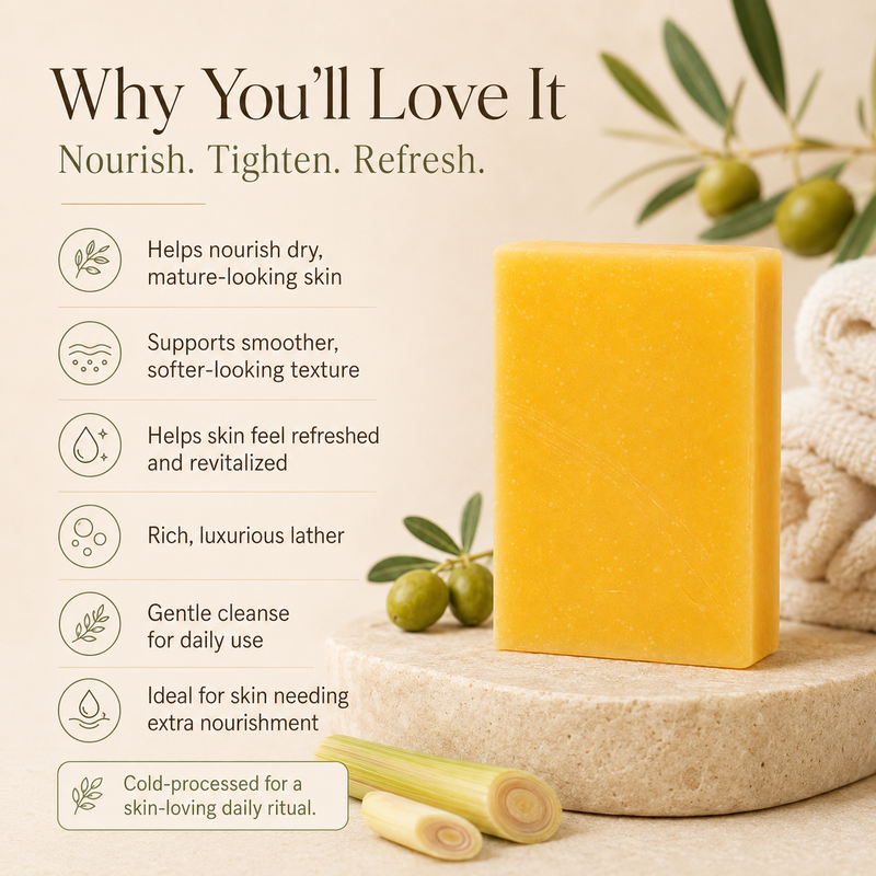 Timeless Organics Skin Care Olive Oil + Lemongrass - Anti-Aging Bar Antique White