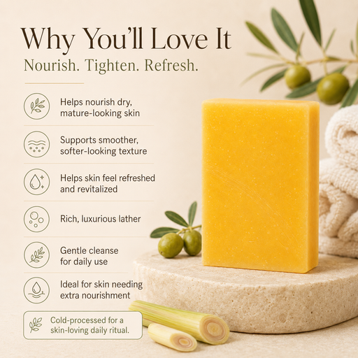 Timeless Organics Skin Care Olive Oil + Lemongrass - Anti-Aging Bar Antique White