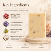 Timeless Organics Skin Care Rose + Lavender - Wildflower Bar Bar Soap Antique White