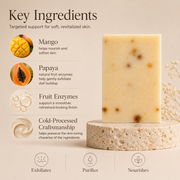 Timeless Organics Skin Care Mango + Papaya Enzyme Bar Bar Soap Light Gray