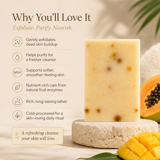Timeless Organics Skin Care Mango + Papaya Enzyme Bar Bar Soap Light Gray