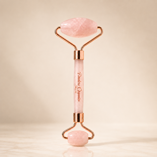 Timeless Organics Skin Care Rose Quartz Facial Roller Device Antique White