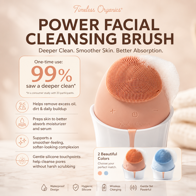 Timeless Organics Skin Care Timeless Facial Cleansing Brush Device Antique White Powder Pink,Powder Blue