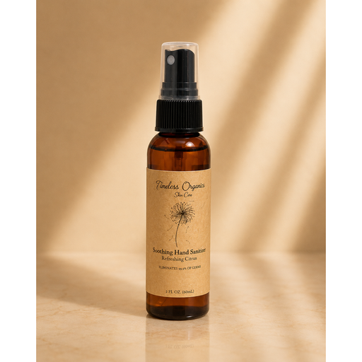 Timeless Organics Skin Care Soothing Hand Sanitizer Cleanser Dark Khaki Calming Honeysuckle,Refreshing Citrus,Relaxing Lavender