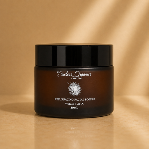 Timeless Organics Skin Care Resurfacing Facial Polish - Walnut + AHA Dark Khaki