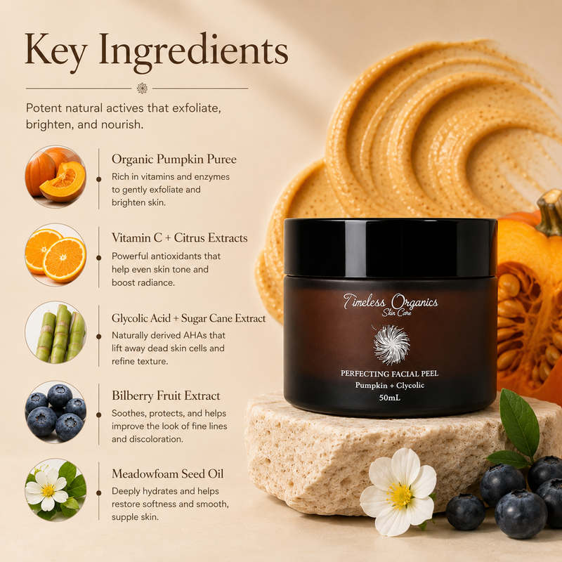Timeless Organics Skin Care Pumpkin + Glycolic Facial Peel Light Gray