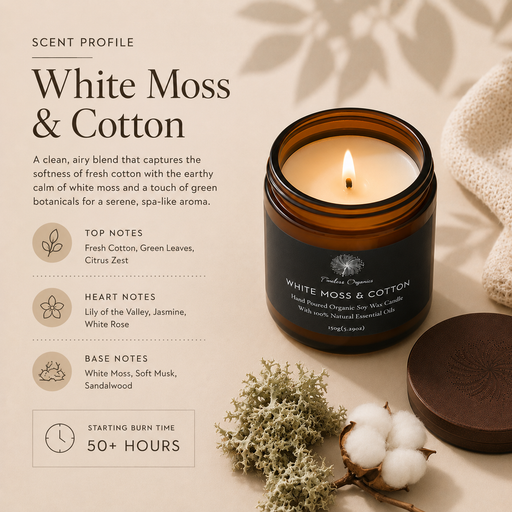 Timeless Organics Skin Care Timeless Candle - White Moss + Cotton Light Gray