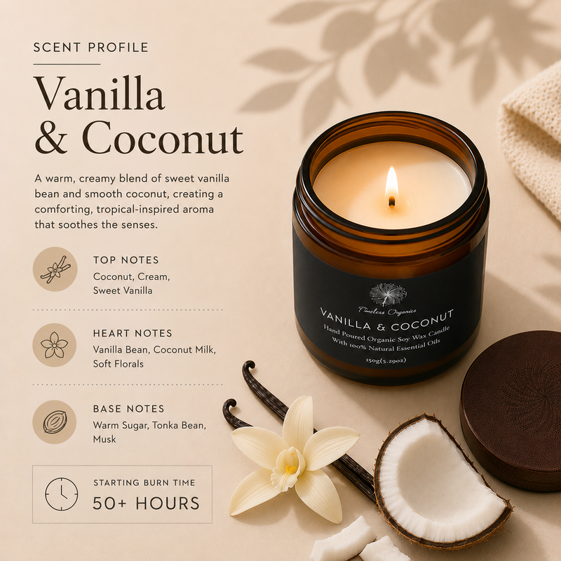 Timeless Organics Skin Care Limited Edition - Vanilla + Coconut Light Gray