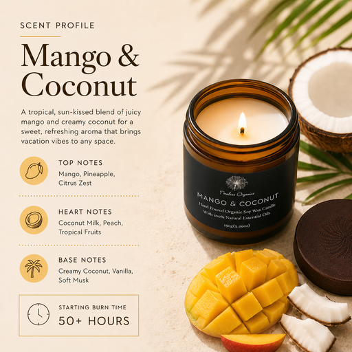 Timeless Organics Skin Care Timeless Candle - Mango + Coconut Antique White
