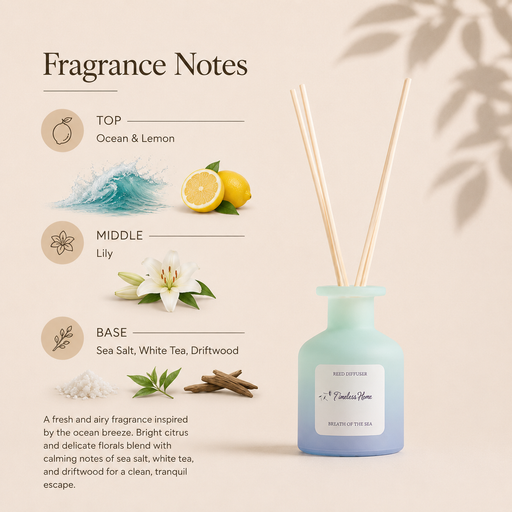 Timeless Organics Skin Care Reed Diffuser - Breathe of The Sea Antique White