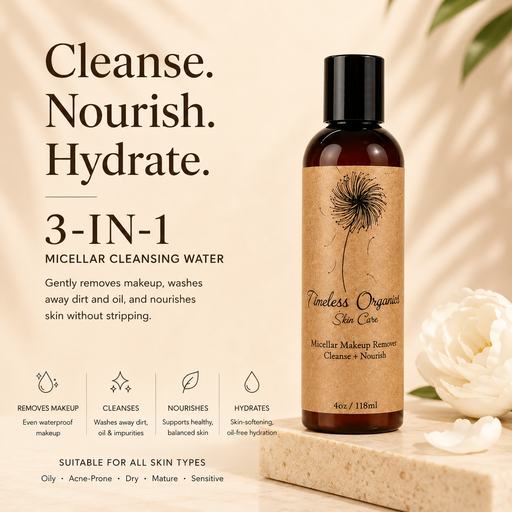 Timeless Organics Skin Care Micellar Cleansing Water Make-up Antique White