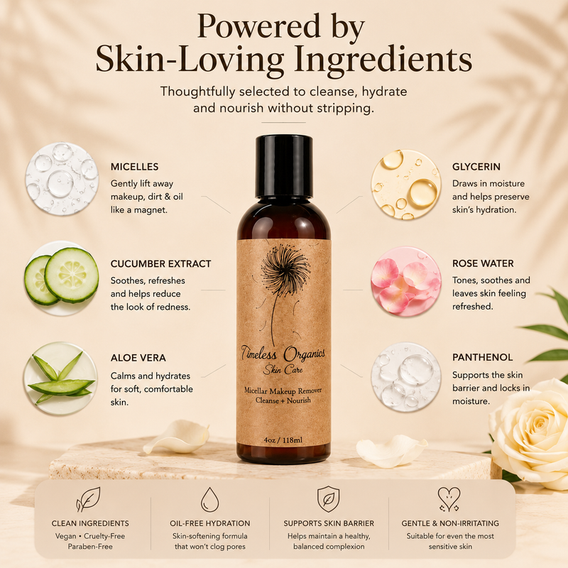 Timeless Organics Skin Care Micellar Cleansing Water Make-up Bisque