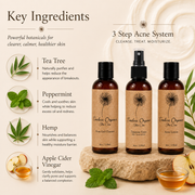 Timeless Organics Skin Care 3-Step Acne System Kit Antique White Gel,Foaming