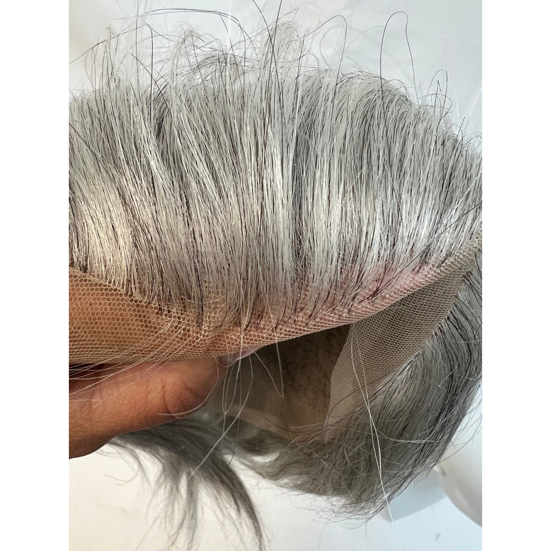 VIP Extensions VIP Extensions Full Lace Toupee, 100% Human Hair Wig Gray 1 Jet Black,1B Natural Black,2 Dark brown,4 Medium Brown,6,8 ASH BROWN COLOR,613,White,50% GREY /50% BLACK,27/613,1B/40% GREY,1b20,AFRO 1,4/27/613,Gray,T4/613,1B/80%,Braid Style 1,Braid Style 2
