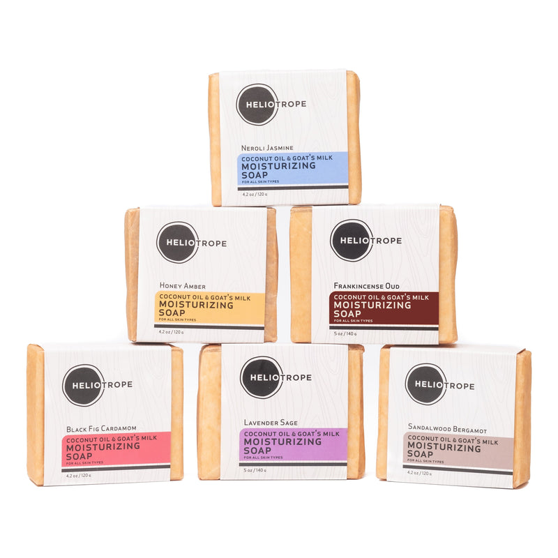 Heliotrope San Francisco Moisturizing Coconut Oil & Goat's Milk Soaps Soap White Smoke Frankincense Oud,Honey Amber,Lavender Sage,Neroli Jasmine,Sandalwood Bergamot,Fragrance Free,Black Fig Cardamom