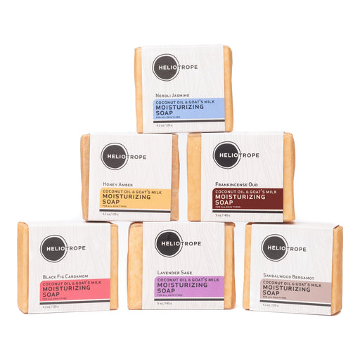 Heliotrope San Francisco Moisturizing Coconut Oil & Goat's Milk Soaps Soap White Smoke Frankincense Oud,Honey Amber,Lavender Sage,Neroli Jasmine,Sandalwood Bergamot,Fragrance Free,Black Fig Cardamom